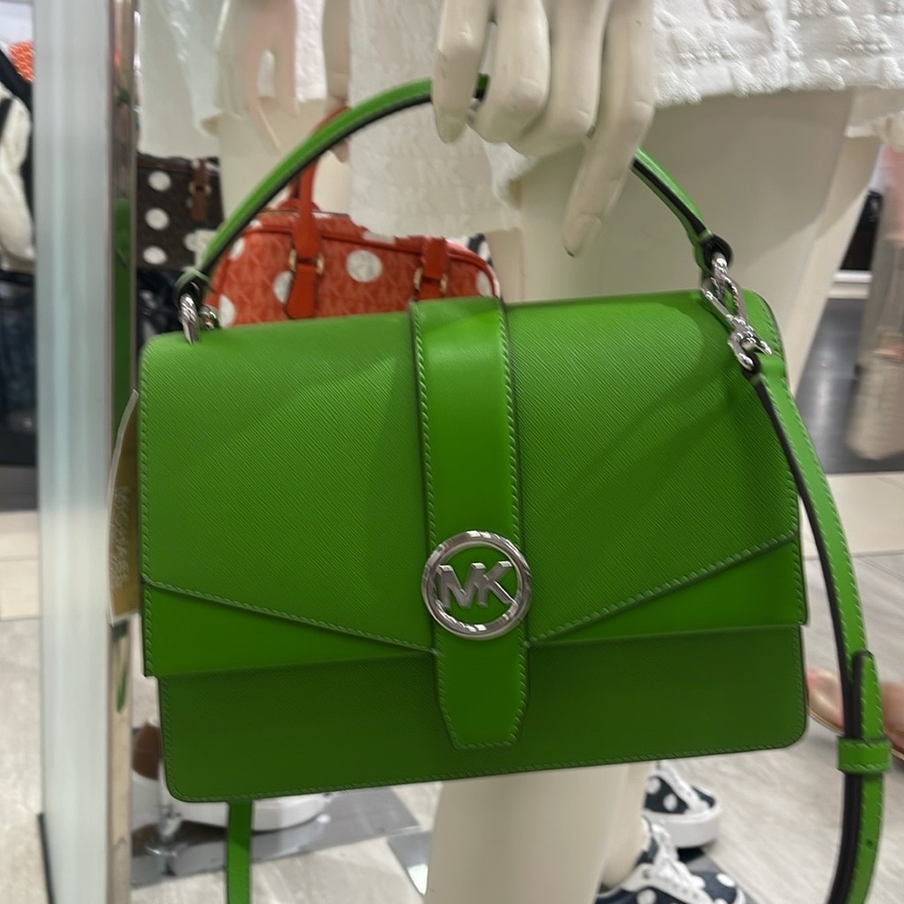 Michael Kors Greenwich Medium Saffiano Leather Satchel Crossbody Shoulder Bag - Picture 10 of 16